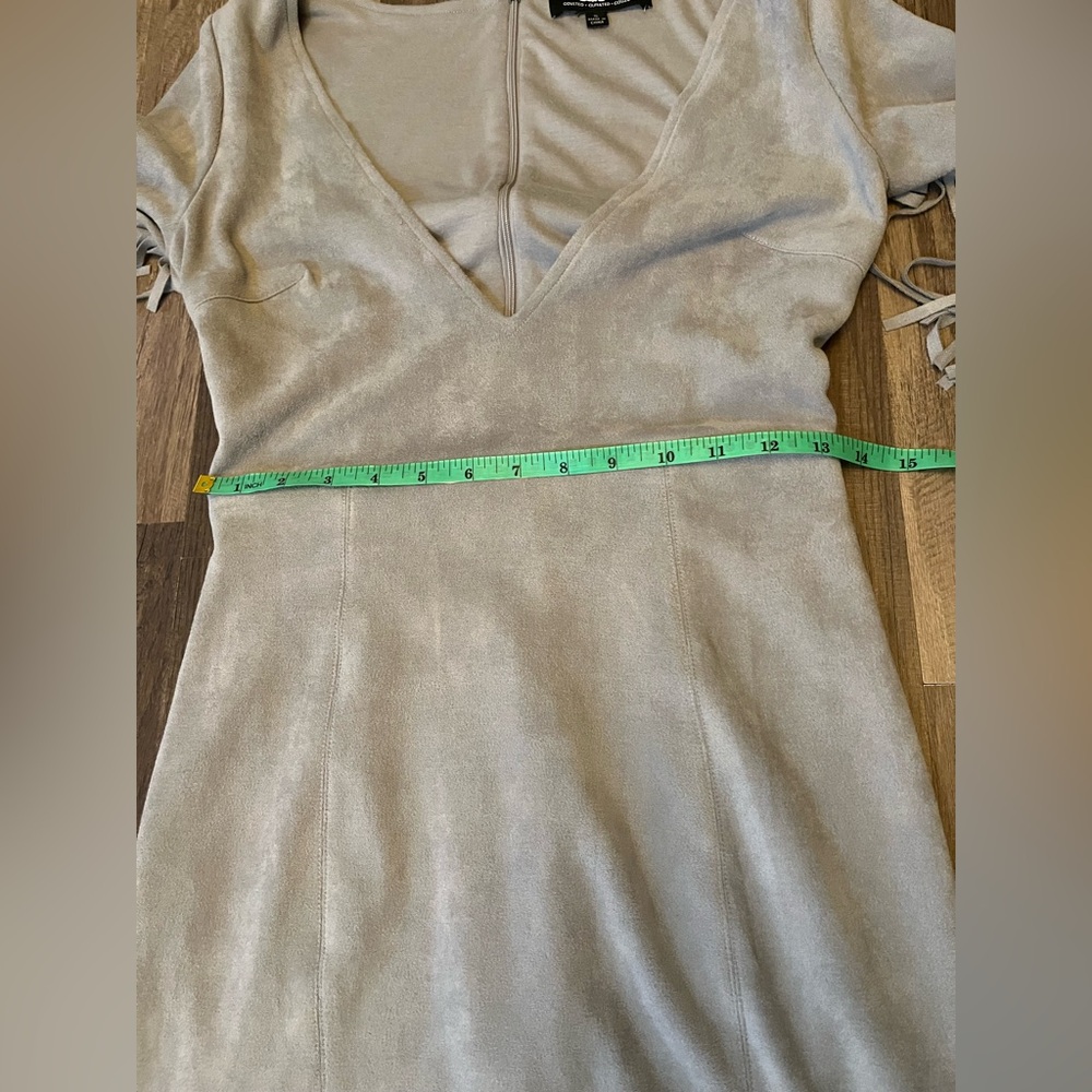 Lulu's Light Gray Fringe V-Neck Suede Mini Dress - Picture 11 of 16